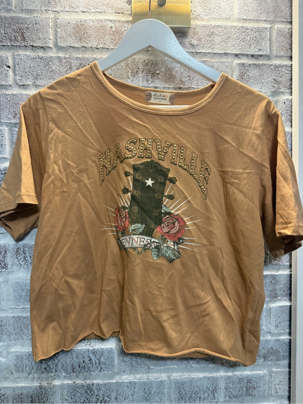 Altar'd State Crewneck Tee in Warm Camel